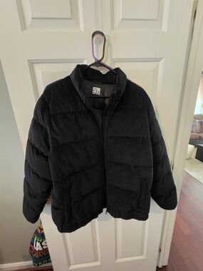 Black  Corduroy Puffer Jacket -